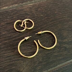 Classic Gold Hoop Earrings - Pair of Small and Medium Hoops